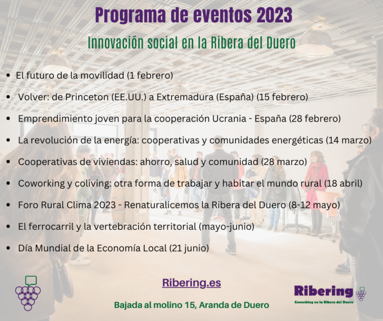 Programa de eventos en Ribering – 1º semestre 2023