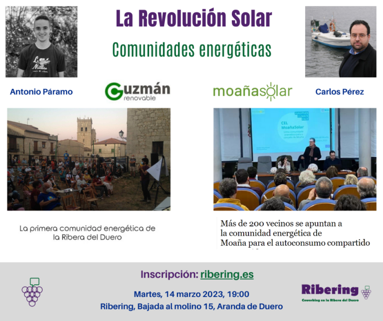 La Revolución Solar: comunidades energéticas – Guzmán Renovable y Moaña Solar – 14 marzo, 19h, Ribering