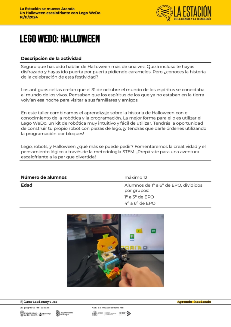 Un Halloween escalofriante con Lego WeDo – 2º taller de ciencia para niños con la Universidad de Burgos