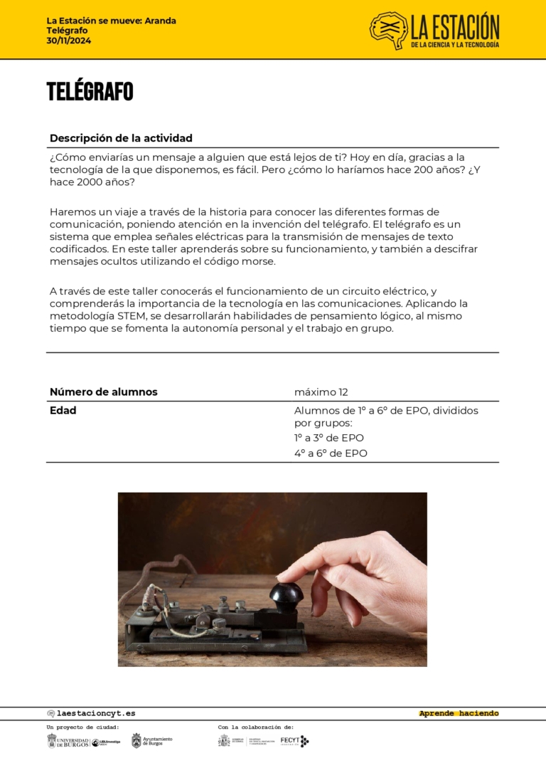 El telégrafo – 3º taller de ciencia para niños con la Universidad de Burgos