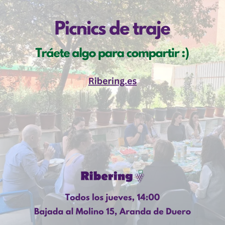 Picnic de Traje: todos los jueves a las 14:00, comida colaborativa y networking en Ribering :)